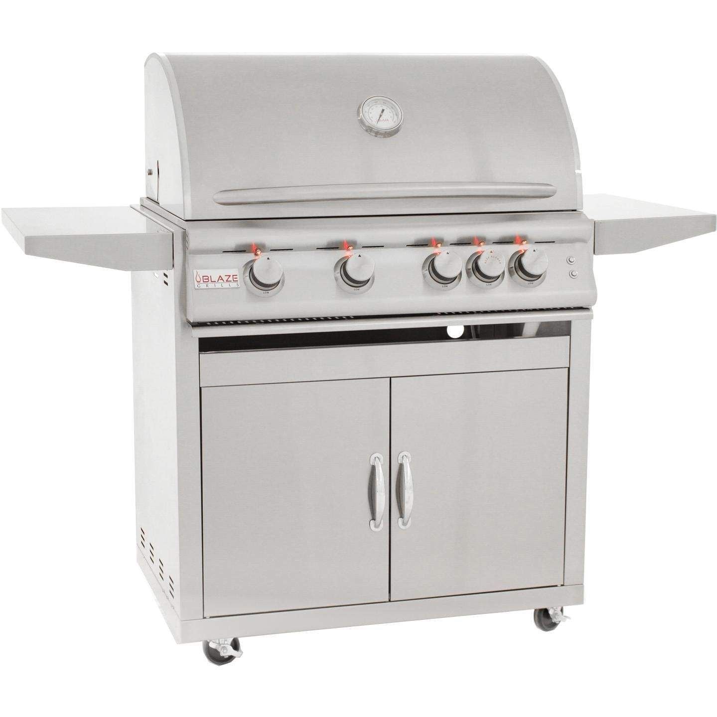 Blaze Premium LTE 32-Inch Marine Grade 4-Burner Freestanding Gas Grill with Rear Infrared Burner (BLZ-4LTE2MG-LP/NG + CART)