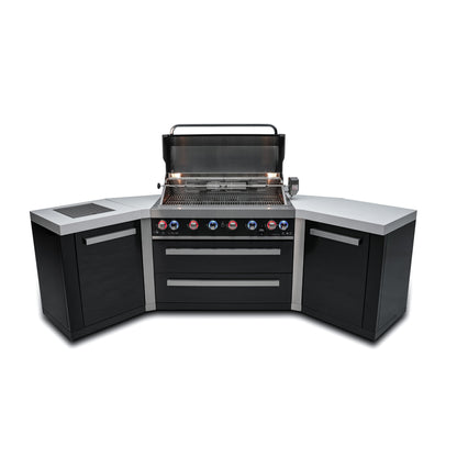 Mont Alpi 805 Black Stainless Steel BBQ Grill Island with 45 Degree Corners - MAi805-BSS45C