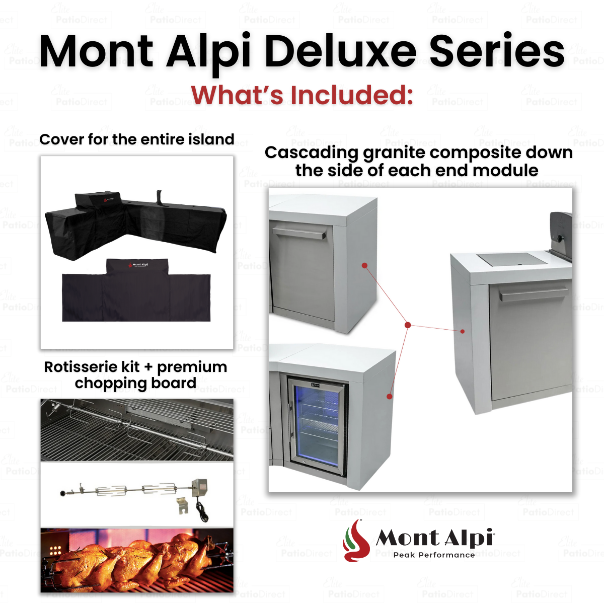 Mont Alpi 400 Deluxe BBQ Grill Island with Fridge Cabinet - MAi400-DFC